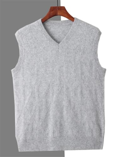 Men's Casual Wool Knitted Vest for Office Wear, V - Neck Sleeveless Thick Pullover Sweater4