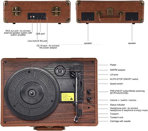 Platine Vinyle Bluetooth, AETKFO Tourne Disque Vinyle 33/45/78 TR/Min avec Haut-parleurs intégrés, encodage du Vinyle au… - Les Beatles, Paul McCartney, John Lennon, RIngo Starr, George Harrison Platine Vinyle Bluetooth, AETKFO Tourne Disque Vinyle 33/45/78 TR/Min avec Haut-parleurs intégrés, encodage du Vinyle au… – Image 3