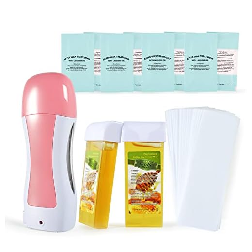 Roll on Wax, Wax Roller Kit for Hair Removal, Honey Roller Waxing Kit Include 2 Honey Soft Wax Cartridge & 100 Non-Woven Wax Strips, Portable Pink Wax Heater Machine for Women & Men, Waxing Roller Kit Depilatory Wax for Sensitive Skin