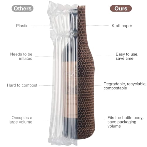 16 Set Wine Bags for Travel Honeycomb Paper, Reusable Wine Bottle Protector Sleeves, Unbreakable Wine Travel Bags for Airplane Travel Transport Car Proof Safety Impact Resist by aromeili - Image 3