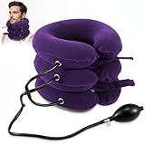 Jaximy Neck Stretcher for Neck Pain Relief, Cervical Traction Device, Neck Traction Device, Adjustable Inflatable Neck Brace & Cervical Neck Traction Device Home Use Decompression (Purple)