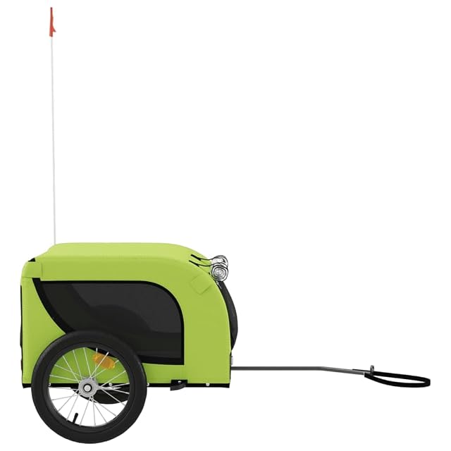 Foto 6 de 8 de vidaXL Remolque de Bicicleta Mascotas Hierro Tela Oxford Verde Negro