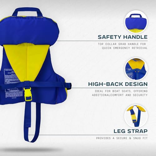 Image of Stohlquist Infant Life Jacket, US Coast Guard Approved, Type II Life Vest (20-30 lbs) for Babies and Toddlers, Support Collar with Grab Handle, PFD for Pools, Lakes and Boating