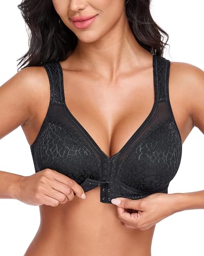 DotVol Femme Soutien-Gorge correcteur de Posture Avant sans Fil Bra Minimiseur Confortable Noir105B
