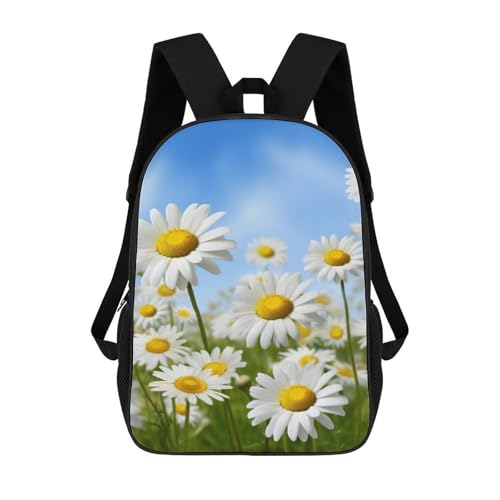Spring Daisy Flowers Backpack for Men Women, Heavy Duty Backpack Large Capacity, Durable Lightweight Travel Daypack