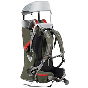 Baby Backpack Carrier, Ergonomic Child Carrier Hiking with Sun Canopy, Safe Toddler Hiking Backpack Carrier with Large Storage Space&Insulated Pocket, Adjustable Padded Child Seat