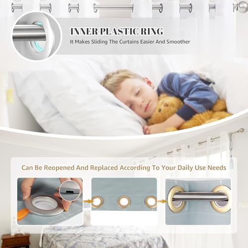 ZXXSFM 50 Pack Curtain Grommet 1-9/16 Inner Diameter 40mm Inner Plastic Ring Can Make Curtain Grommet Kit A Bit Quieter On The Rod for Window Shower Drapery,Living Room(Matte Silver) - Thumbnail 4