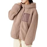 [ハッピーマリリン] アウター 大きいサイズ レディース ブルゾン ボア 中綿入り 防寒 軽いのに暖かい ごわつかない ゆったり 短毛 大きめフード ボアコート 着ぶくれしないアウター 軽量アウター ジャケット もこもこ ふわふわ 冬コート 【447100】 3L-4L(タグ2)/モカブラウン