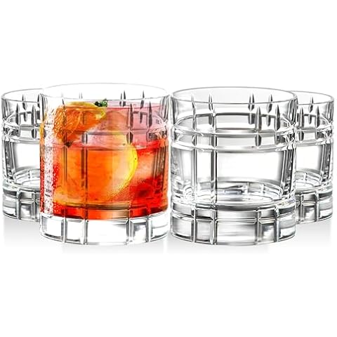 Barski Whiskey Glasses - Double Old Fashioned Rocks Glass - Set of 4 Lowball Tumbler - DOF Crystal Glass Tumblers - For Scotch - Bourbon - Water - Beverage - Drinking Glasses - 12 oz - Made in Europe Cover
