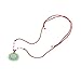 AISHIKEKE Fashion Natural Green Jade Lotus Pendant Necklace Lucky Charm +Red Cord
