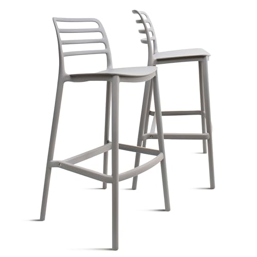 THE SECRET HOME─ Taburete de Polipropileno- Alto. 101 cm x Largo. 48 cm x Ancho. 48 cm ─ Estilo Nórdico ─Varios Modelos (Gris- Pack de 2uds)