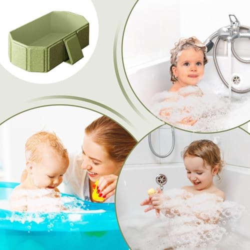 Image of Foldable Bathtub for Kids, Toddler Bath Tub with Drain Plug, Foldable Baby Shower Tub with 5 Balls and 2 Ducks, Portable Bathroom Pool Water Toy, Cat Dog Wash Shower Basin (Green)