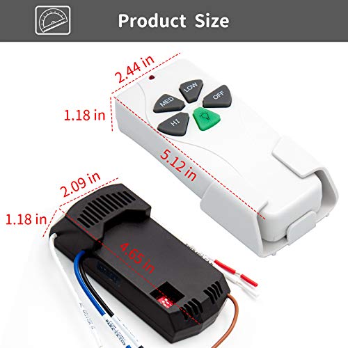 Cenming FAN28R FAN-53T Universal Ceiling Fan Remote Control Kit Replacement thumb #4