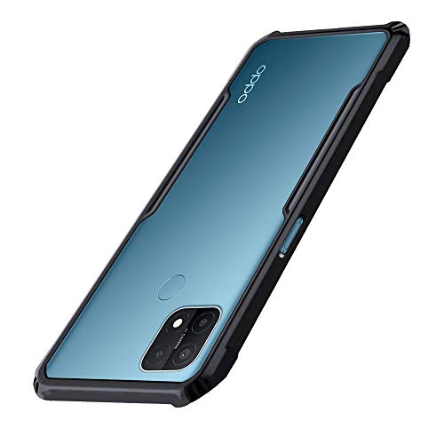 Image of A rtistque Hard Transparent Acrylic Armor Clear Back Cover Case for Oppo A15 / A15s Anti-Drop Shockproof TPU Edge - Black