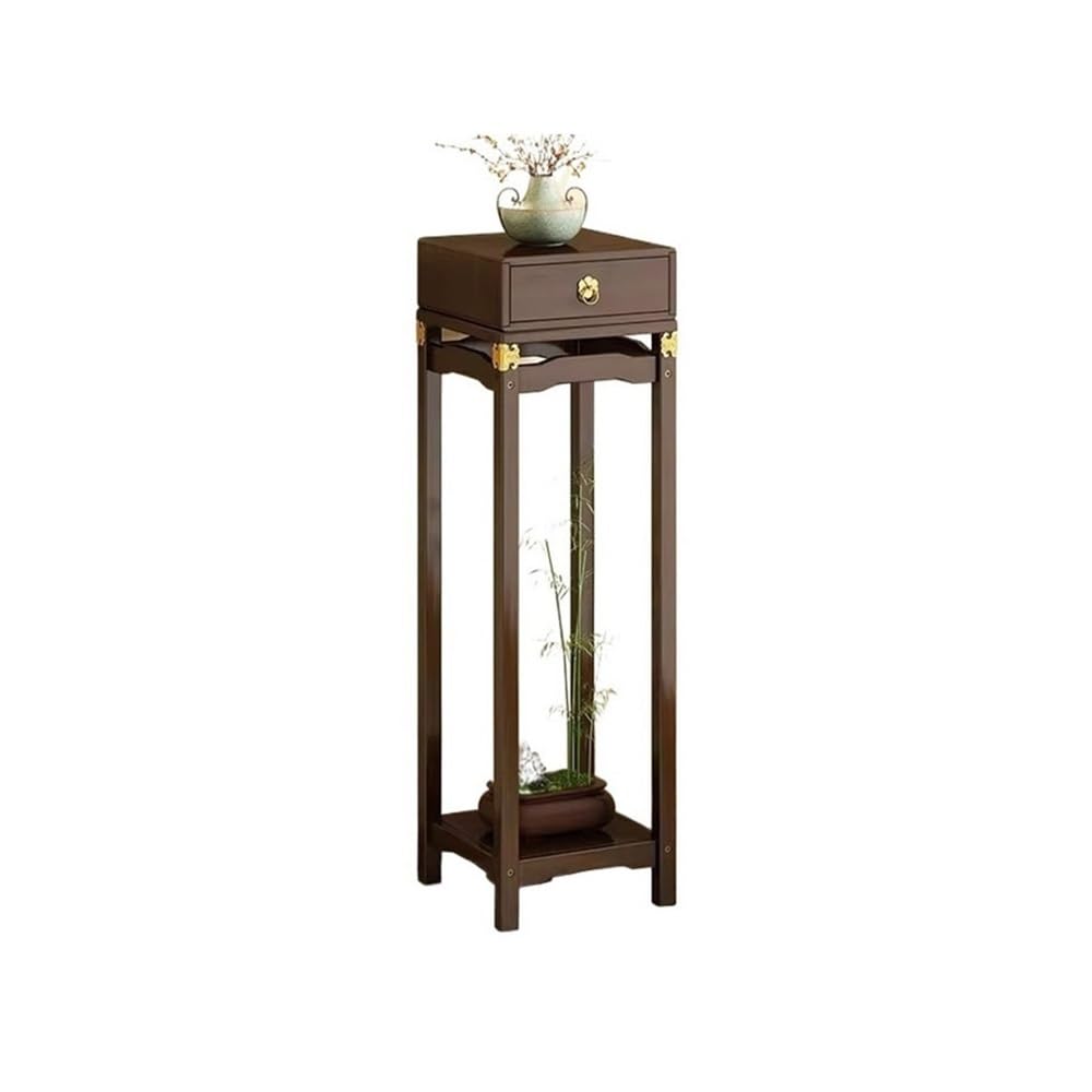 birene Vase Stand Retro Flower Several Bamboo Bonsai Rack, New Chinese Leaning Wall Green Plant Storage Shelf(S)