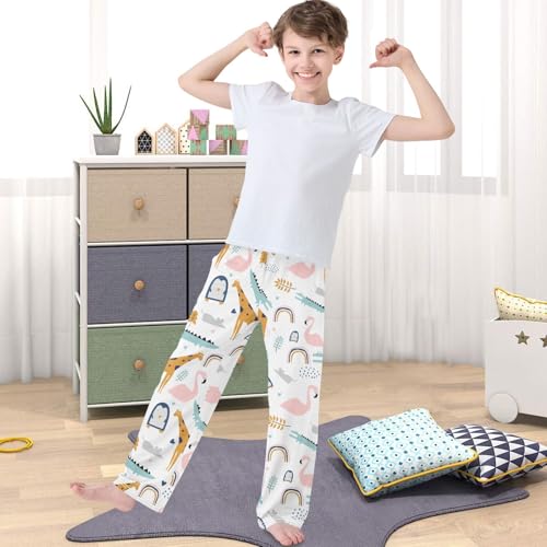 Boy's Pj Pants Crocodile Giraffe Mouse Penguin Lounge Bottoms Elastic Waist Kids Joggers with Pockets Size 6-144