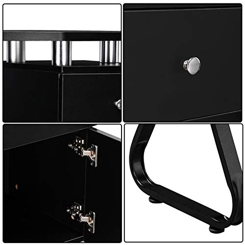 Mefeir Manicure Table Nail Desk With Drawers & Cabinet On Wheels, Supporting Frame Leg &Wrist Cushion, Beauty Spa Salon Home Wooden Technician Workstation Nail Art Equipment For Nail Tech, Black #TOP7