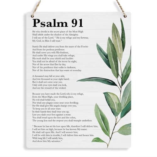 Inspirational Scripture Wall Art Bible Verses Psalm 91 Wall Decor Christian Wall Art Decor Prayer Room Decor Religious Gifts Wooden Sign for Home Office Nursery Bathroom Decoration 8x10 Inches