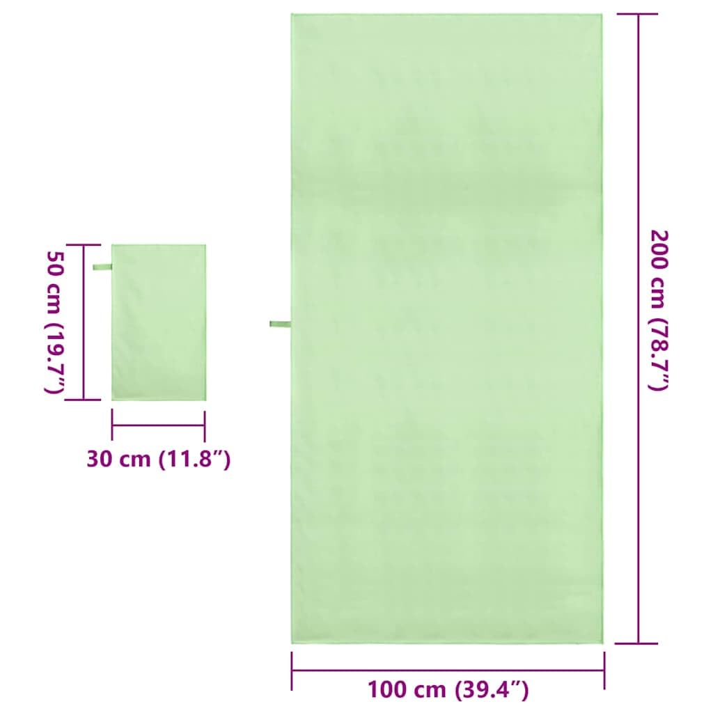 Set di 2 asciugamani sportivi in microfibra, facili da piegare, 50 x 30 cm e 200 x 100 cm, ad asciugatura rapida, per fitness, sauna, viaggi e spiaggia