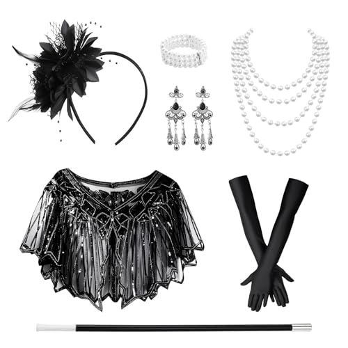 7PCS 20er Jahre Accessoires, Great Gatsby Accessoires Damen, 20er Jahre Kostüm, 1920er Flapper Great Gatsby Accessoires, Fashion Roaring 20's Theme...