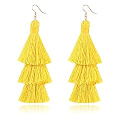 Yellow Tassel Dangle Drop Earrings