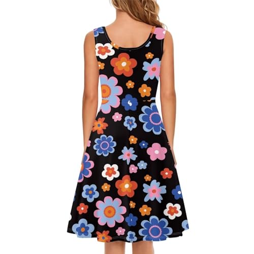 Image of Women's Casual Loose Sundress Midi Sleeveless Crewneck Dress Summer Beach Tank Dress with Pockets