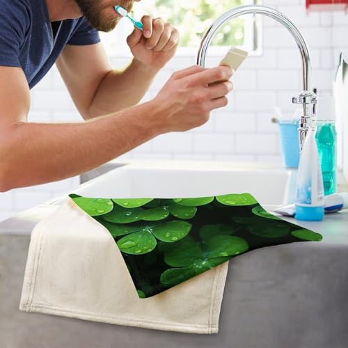 Serviette de bain super douce absorbante motif trèfles verts - 6