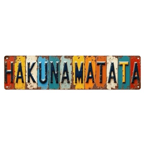 Hakuna Matata Tin Sign Vintage Metal Sign Retro Home Bar Wall Art Decor Metal Poster 4x16 Inch