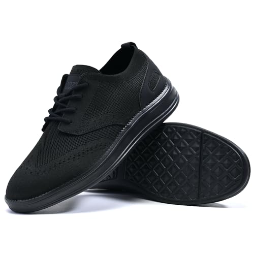 Mens Casual Dress Shoes Loafers Walking Sneakers Mesh Breathable Comfortable Lightweight Tennis Sneakers Fashion Lace Up Oxfords Business Shoes Soft Sole Zapatos