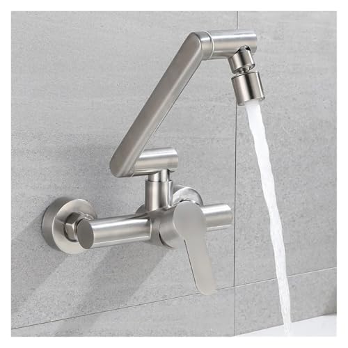 Grifo mezclador de acero inoxidable cepillado con diseño minimalista de pared y giro 360 6