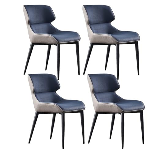 NMVAWIPT Juego De 4 Sillas Comedor Cuero Sintético con Respaldo Alto, Estilo Moderno Mediados Siglo, Patas Metal, For Cocina Y Salón(Blue)
