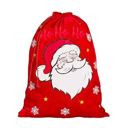 Idena 31876 - Stoffbeutel ca. 50 x 70 cm, Säckchen in Rot mit...