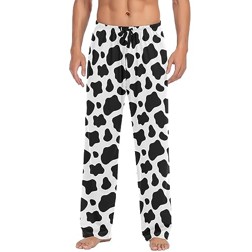 Pajama Pants for Men, Black and White Cow Print Men's Separate Bottoms, Lounge Pants, Relaxed Sleep Pant2