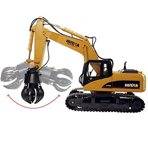 Fistone RC Truck Timber Grab Loader Crawler Material Handler Alloy Gripper Engineer Machine 2.4G Construction Vehicle Remote Control Tractor Excavator with Recharging Battery Hobby Toys for Kids