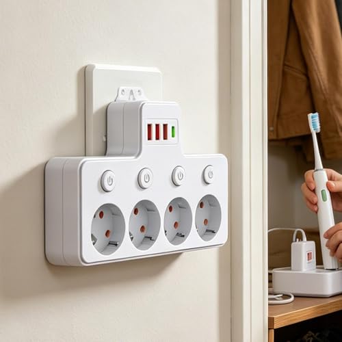 Protector de sobretensiones portátil: carga múltiple segura para mesa y oficina 6