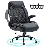 Big and Tall Office Chair 600lbs, Heavy Duty Ergonomic Executive Desk with Adjustable Armrests, Wide Seat, PU Leather Fabric, Adjustable Height, Comfortable Office Chair for Heavy People