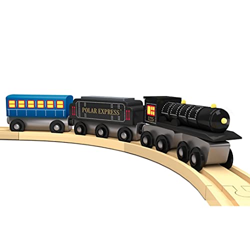 Masterpieces Polar Express-trein, 3-delige set, officieel gelicentieerd Collector's Edition speelgoed, houten magnetische motor en auto's, kinderen, peuters, jongens en meisjes, vanaf 3 jaar - Image 8