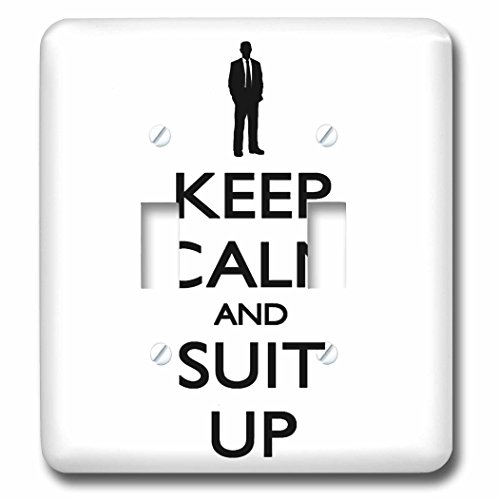 Interrupteur à bascule double Keep calm and suit up au design moderne noir et blanc