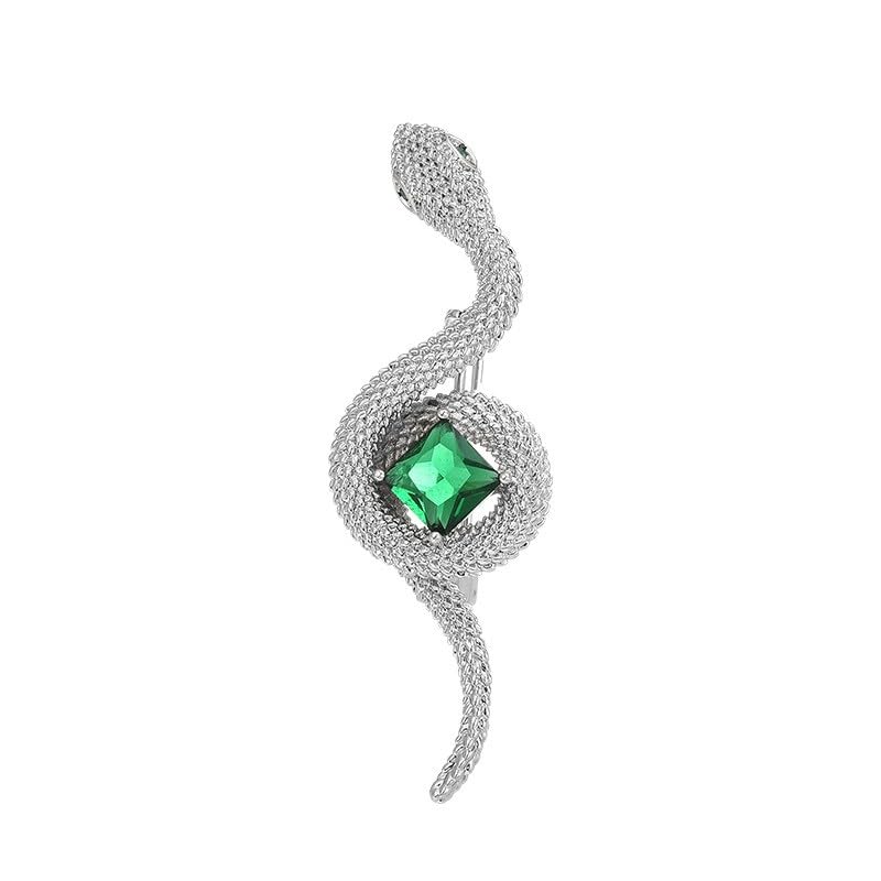 Image of Snake Rhinestone Brooch Pin for Women Silver Snake Brooches Lapel Pin Dress Jewelry Accessory