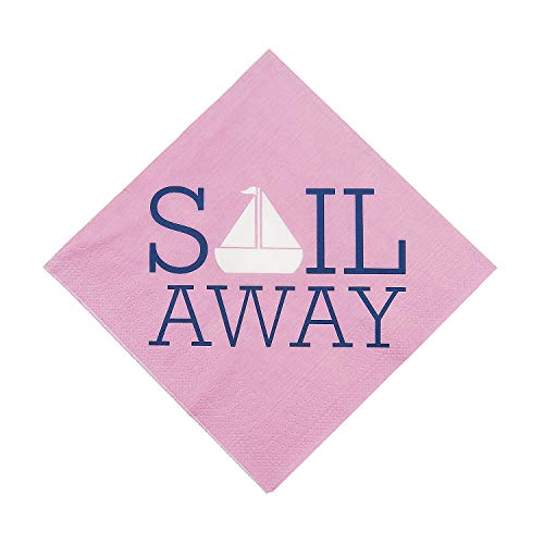 Fun Express - Nautical Girl Lunch Napkins (16pc) for Birthday - Party Supplies - Print Tableware - Print Napkins - Birthday - 16 Pieces