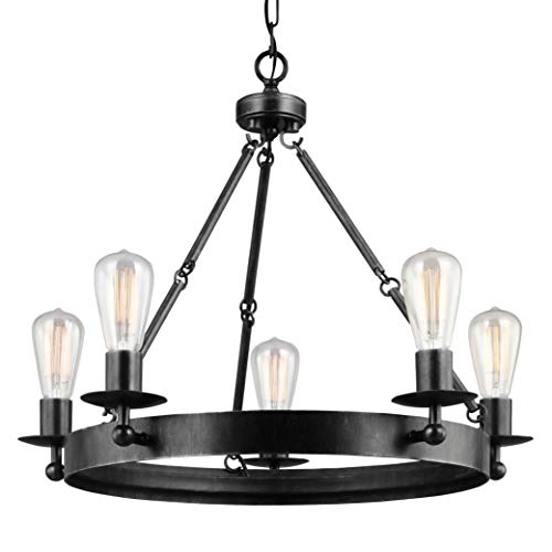 Best Cyber Deals 🔥 Sea Gull Lighting 3110205-846 Ravenwood Manor Five Chandelier Hanging Modern Light Fixture, Stardust Finish