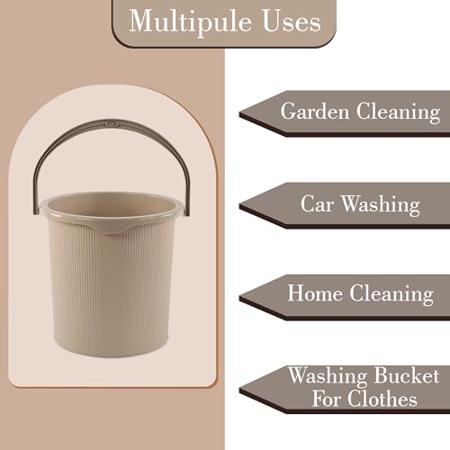 Image of Kuber Industries 3 Pcs Plastic 25 Ltr Bucket for Bathroom | Sturdy and Easy Grip Handle | Big Bucket for Bathing | Magnite 25 | Cream