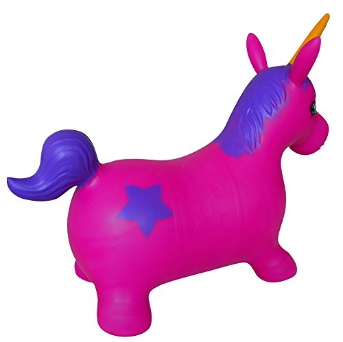 AppleRound Unicorn Bouncer with Hand Pump, Inflatable Space Hopper, Ride-on Bouncy Animal for Children (Purple) - Image 6