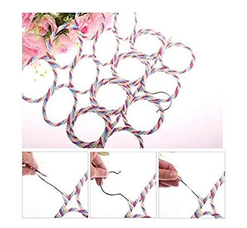 Coolkart 28 Slots Scarf/Dupatta Hanger Organizer Multi Purpose Rings Round Rope Foldable Hanger for Wardrobe Dupatta Belt Tie Scarf Holder (64 x 39 cm) Pack of 1 4