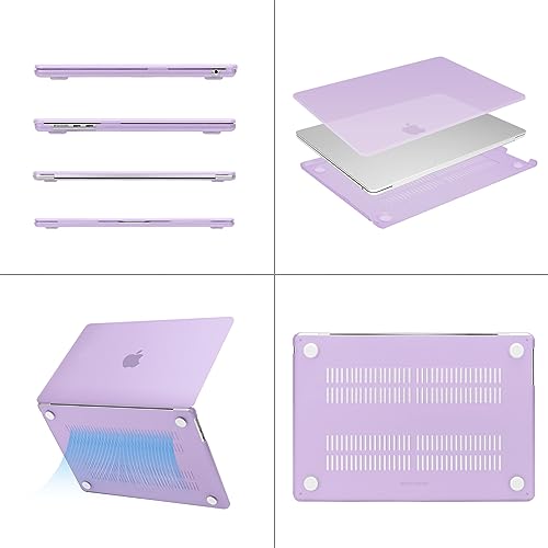 Image of MOSISO Compatible with MacBook Air 15 inch Case M4 M3 M2 2025 2024 2023 Release A3241 A3114 A2941 with Touch ID, Plastic Hard Shell Case&Keyboard Cover&Screen Protector&Storage Bag, Purple