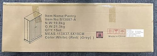 Ezigoo Pantry Cupboard 103cm Kitchen Cabinet with Countertop & Adjustable Shelves with Guardrail, Free Standing Storage Units as Multifunctional Space-saving Organizer for Kitchen Dining Living Room