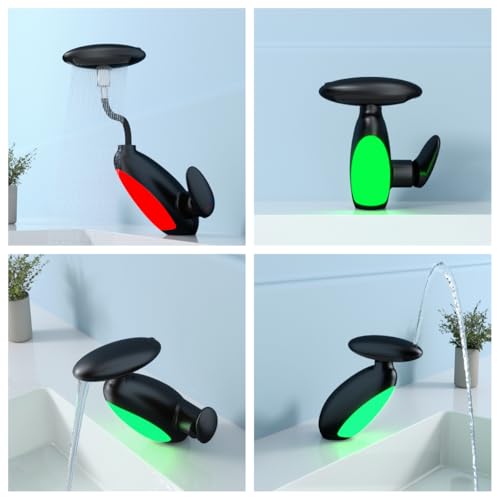 Robinet de lavabo LED 4 modes avec jet cascade et douchette amovible rotative - 6