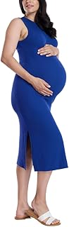 Women's Sleeveless Rib Knit Midi Pregnancy Bodycon Dress - Buy now