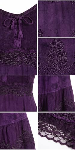 Image of Sakkas Stonewashed Rayon Adjustable Spaghetti Straps Mid Length Dress