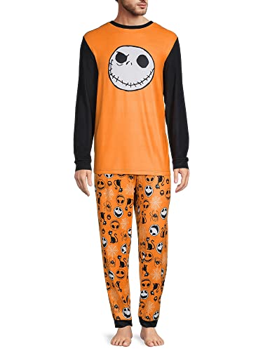 Briefly Stated Nightmare Before Christmas Jack Skellington Men's Pajama Set, Orange3